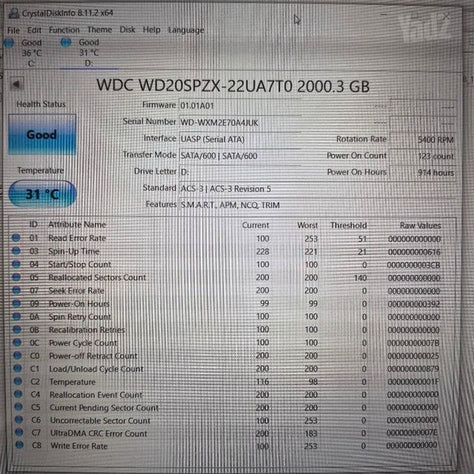WD Blue HDD 2Tb 2.5