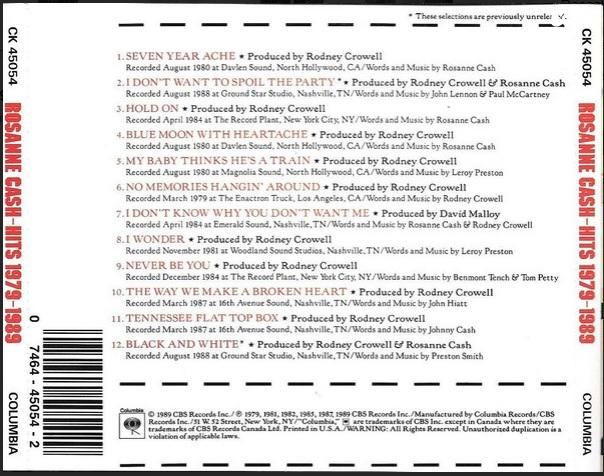 Rosanne Cash Hits 1979-1989
