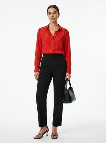 חולצת ג'קארד אדומה tru blouse