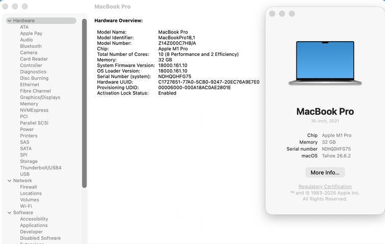 MacBook Pro M1 32 RAM 1Tb