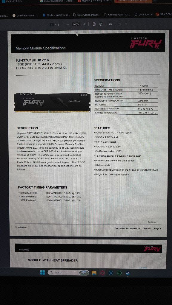 Ram ddr4 8 x2/2