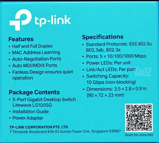 סוויץ TP-Link 5 Port Gigabit