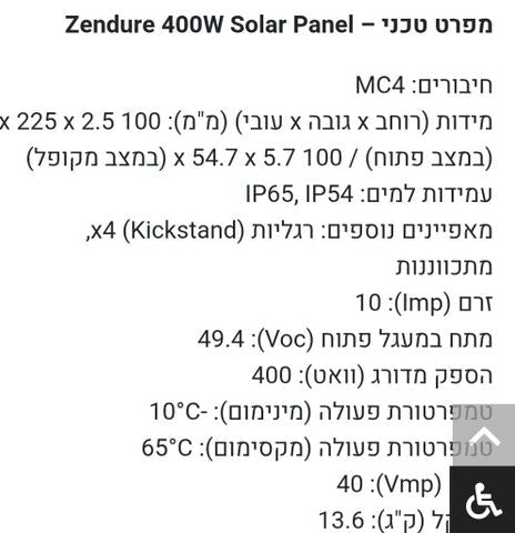 פנל סולארי Zendure 400w