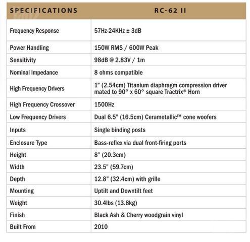 רמקול סנטר klipsch RC-62 II
