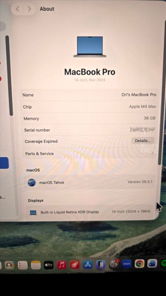 Macbook Pro MAX M4 36GB, 1TB