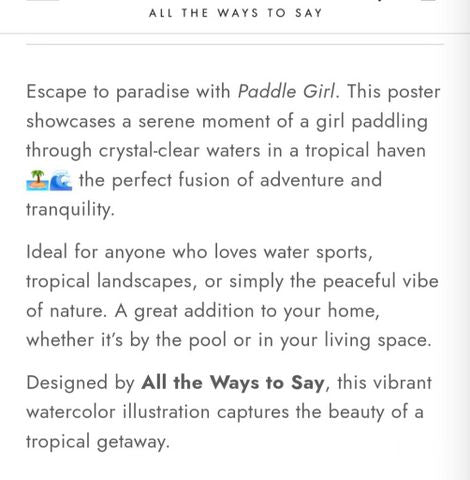פוסטר של atws. / Paddle Girl