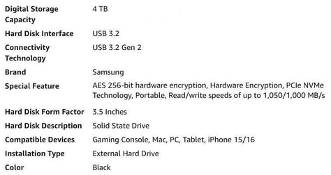 Samsung T7 SSD 4TB כונן חיצוני