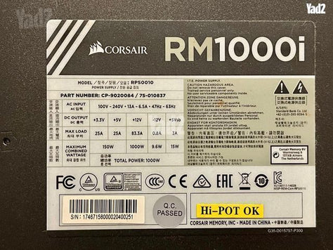RM1000i — 1000 Watt 80 Corsair
