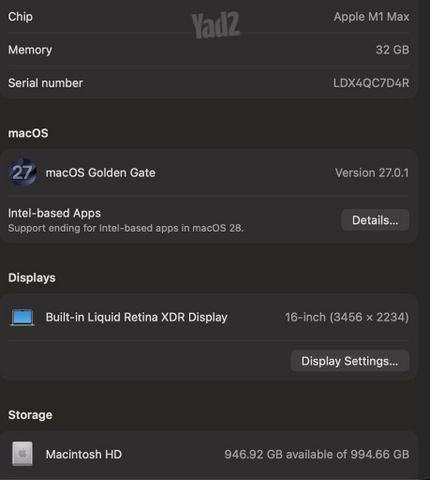 16 Apple Macbook pro M1 Max