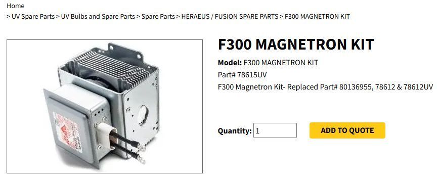 UV/LED F300 MAGNETRON KIT