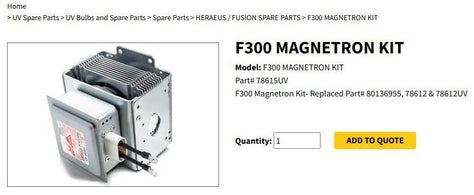 UV/LED F300 MAGNETRON KIT