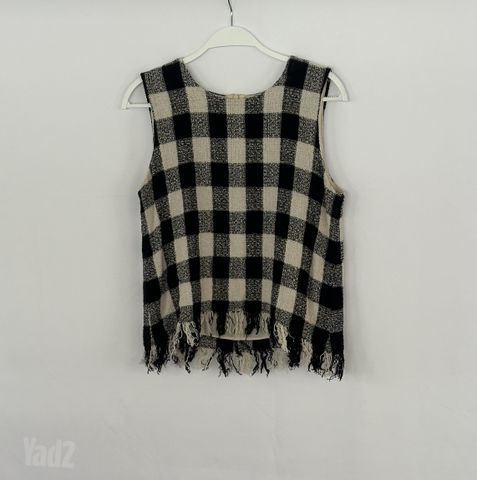 טופ משבצות עם פרנזים ZARA
