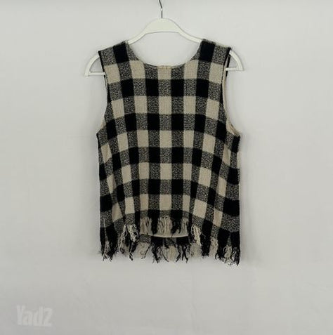 טופ משבצות עם פרנזים ZARA