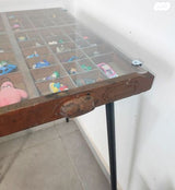 שולחן מגירת דפוס וינטג'