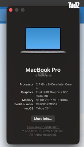 Macbook Pro i9 2019 16gb 512gb