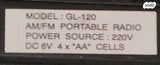 דגם: GL-120   רדיו AM/FM נייד