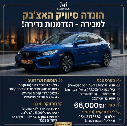 הונדה סיוויק האצבק 2018