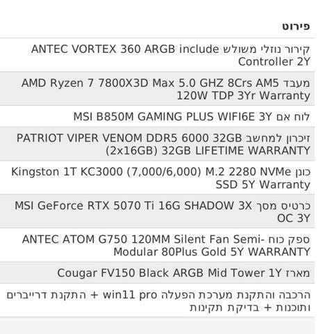 Rtx 5070 ti ryzen 7 7800x3d