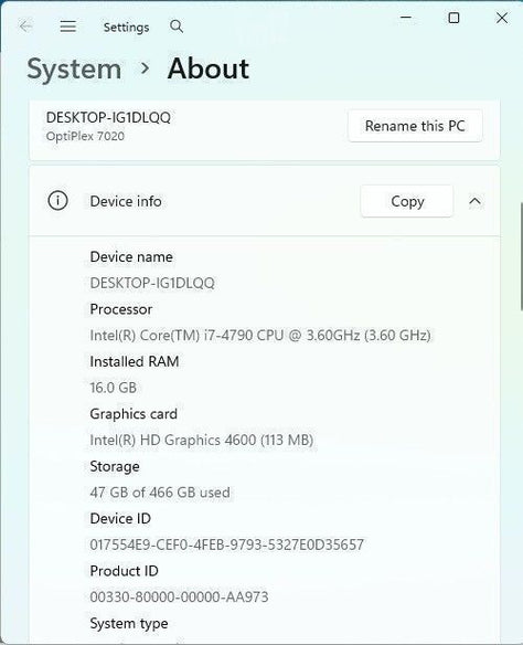 DELL שולחני מעבד i7 עם 8 ליבות