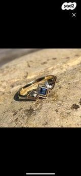 טבעת זהב אבן ספיר ויהלומים