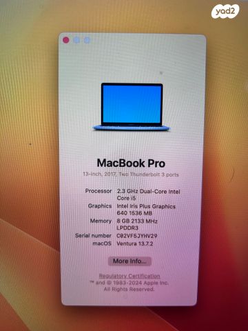 Macbook pro 2017 13", I5, 8GB