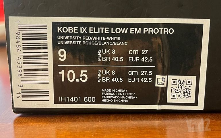 Kobe 9 מידה 42.5