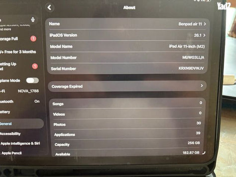 אייפד"Ipad air11+מקלדת+עפרון